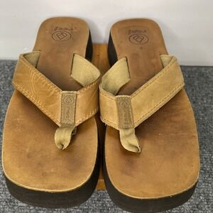 Vintage reef platform leather‎ sandal flip flops (2 inch platform) size 8